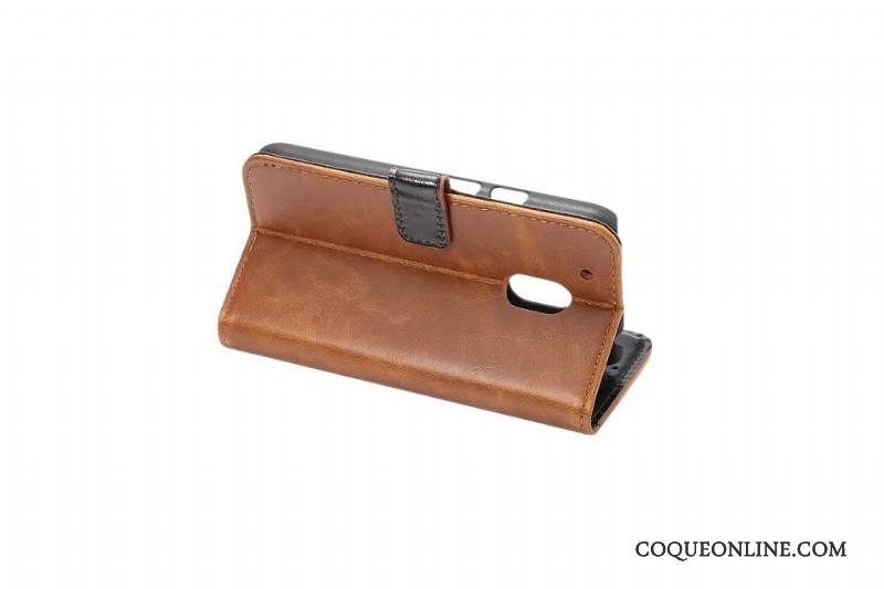 Moto G4 Play Coque Marron Protection Téléphone Portable Étui Étui En Cuir Portefeuille