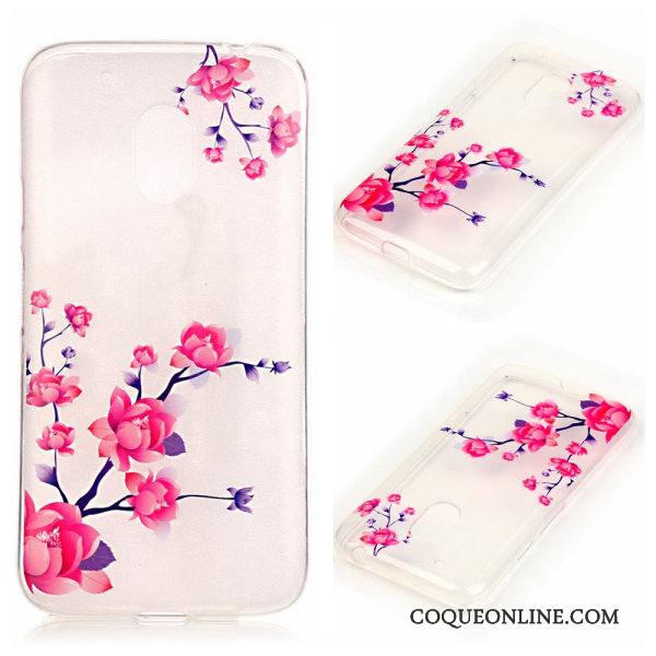 Moto G4 Play Transparent Coque De Téléphone Rose Bordure Protection Fluide Doux