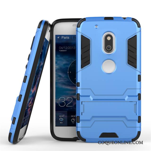 Moto G4 Play Étui Protection Coque De Téléphone Support Incassable Jupe Double Bleu Clair
