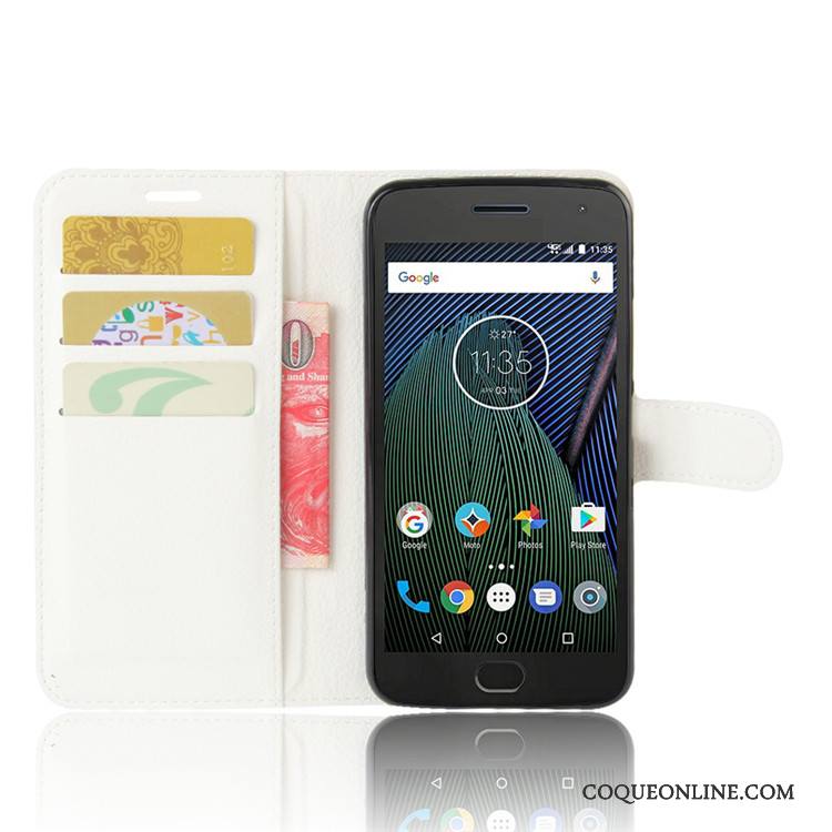 Moto G5 Coque Portefeuille Protection Étui Carte Téléphone Portable Bleu Clair Étui En Cuir