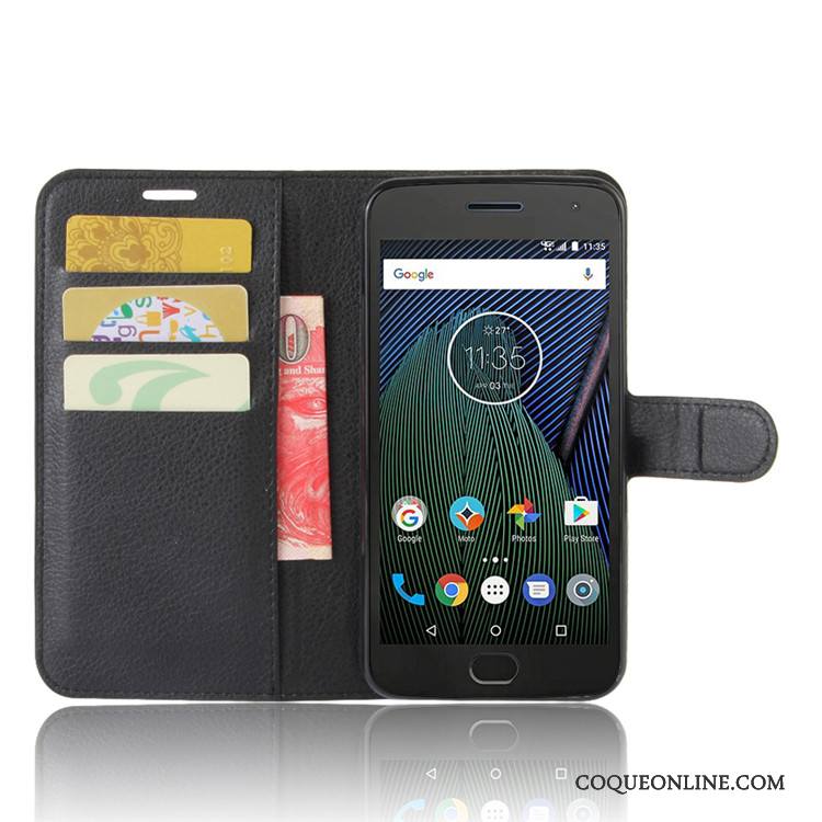 Moto G5 Coque Portefeuille Protection Étui Carte Téléphone Portable Bleu Clair Étui En Cuir