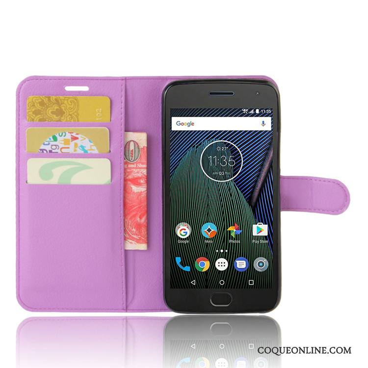 Moto G5 Coque Portefeuille Protection Étui Carte Téléphone Portable Bleu Clair Étui En Cuir