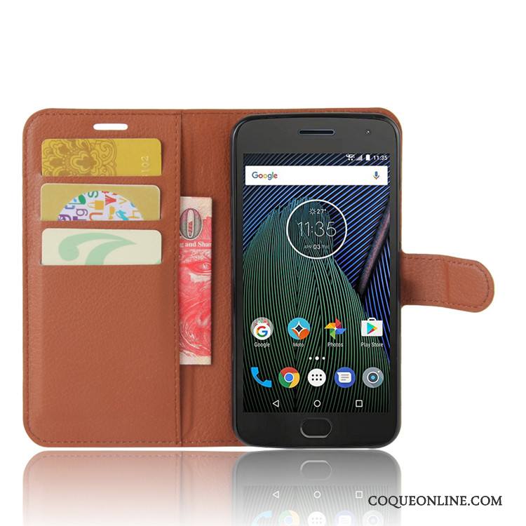 Moto G5 Coque Portefeuille Protection Étui Carte Téléphone Portable Bleu Clair Étui En Cuir