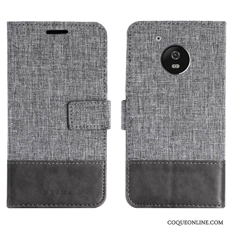 Moto G5 Coque Protection Étui Gris Incassable Velours Étui En Cuir Fluide Doux