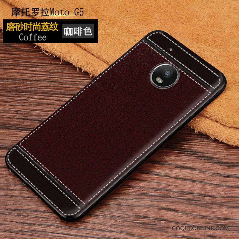 Moto G5 Cuir Silicone Étui Litchi Business Fluide Doux Coque De Téléphone