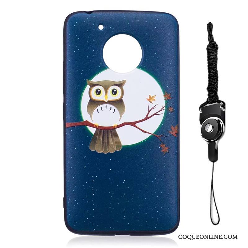 Moto G5 Dessin Animé Fleurs Étui Peinture Coque Délavé En Daim Noir