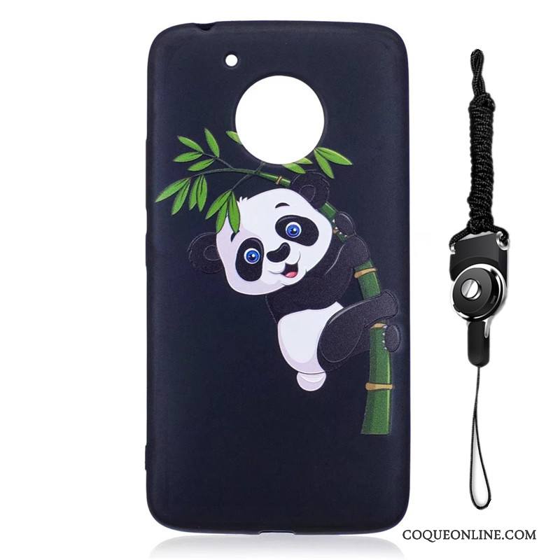 Moto G5 Dessin Animé Fleurs Étui Peinture Coque Délavé En Daim Noir