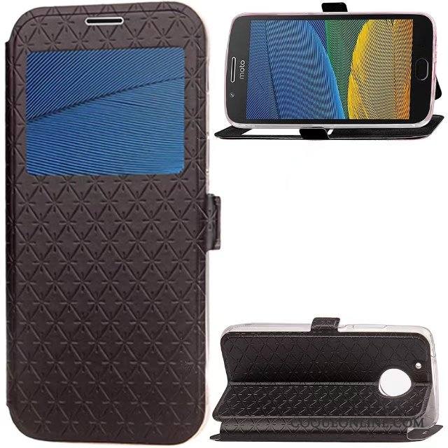 Moto G5 Losange Protection Étui En Cuir Incassable Téléphone Portable Violet Coque De Téléphone