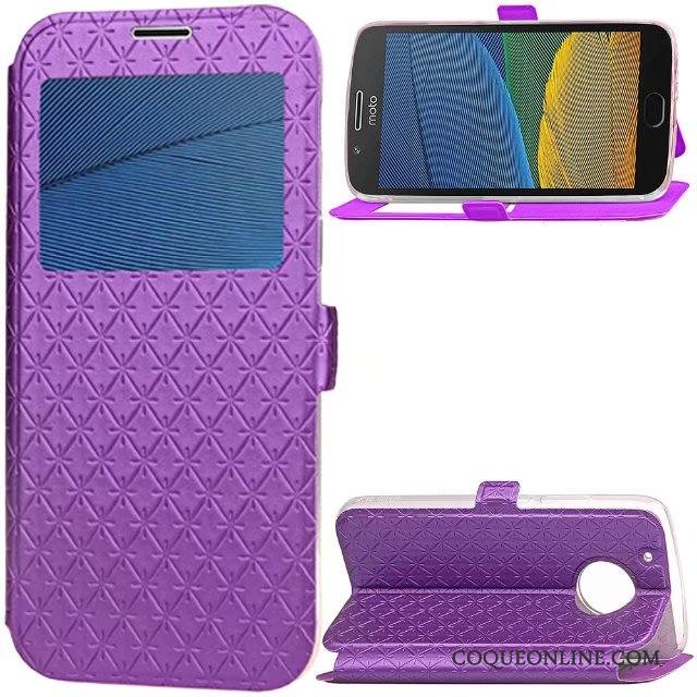 Moto G5 Losange Protection Étui En Cuir Incassable Téléphone Portable Violet Coque De Téléphone