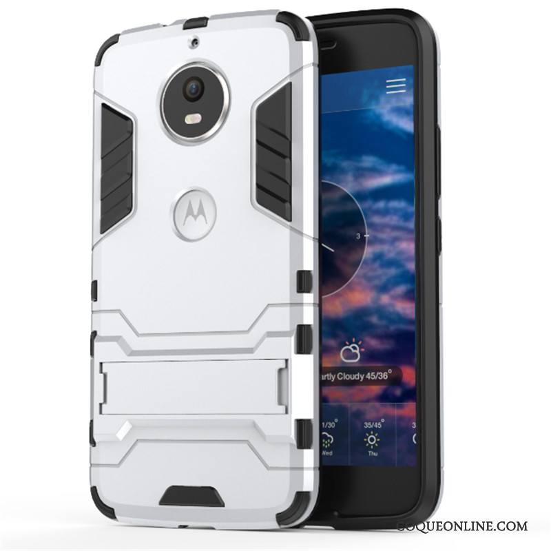 Moto G5 Plus Coque Armure Étui Incassable Protection Rouge Support Tendance