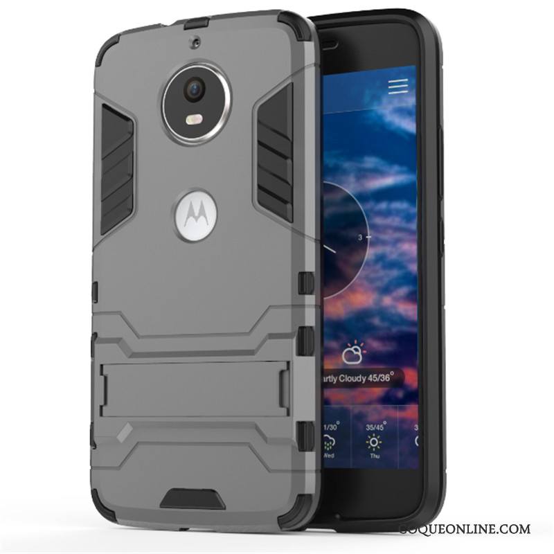 Moto G5 Plus Coque Armure Étui Incassable Protection Rouge Support Tendance