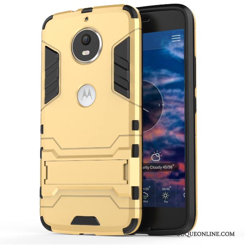 Moto G5 Plus Coque Armure Étui Incassable Protection Rouge Support Tendance