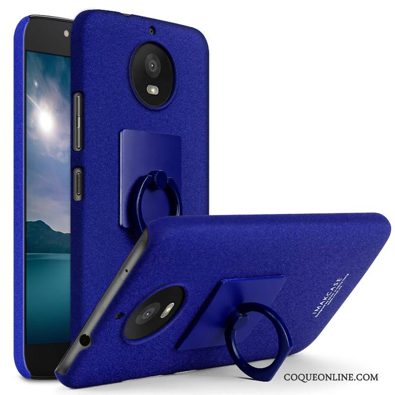 Moto G5 Plus Coque De Téléphone Étui Délavé En Daim Protection Bleu Téléphone Portable Anneau