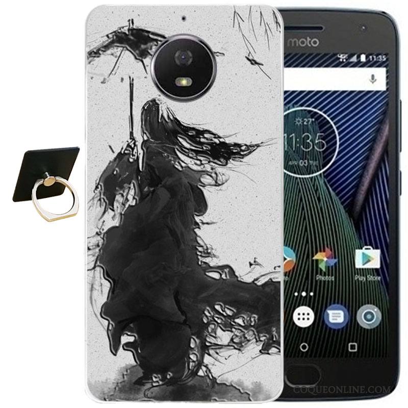 Moto G5 Plus Coque Silicone Étui Vent Violet Dessin Animé Protection Gaufrage