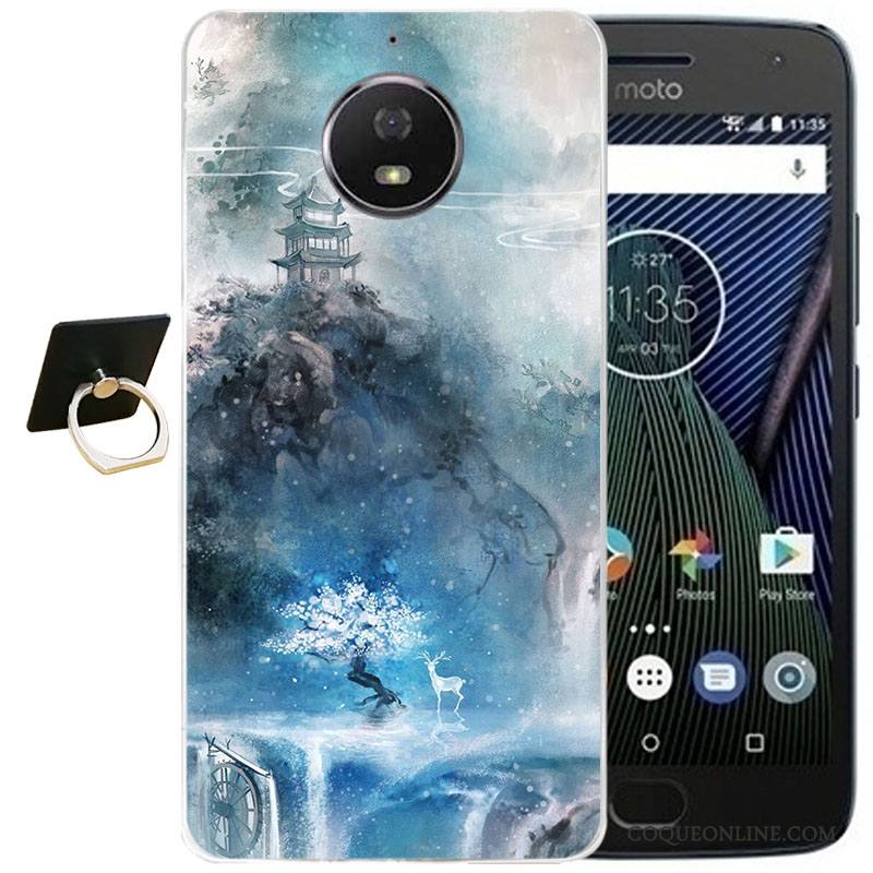 Moto G5 Plus Coque Silicone Étui Vent Violet Dessin Animé Protection Gaufrage