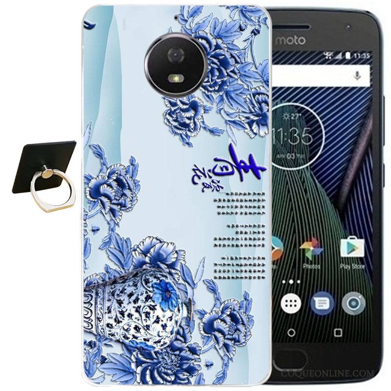 Moto G5 Plus Coque Silicone Étui Vent Violet Dessin Animé Protection Gaufrage