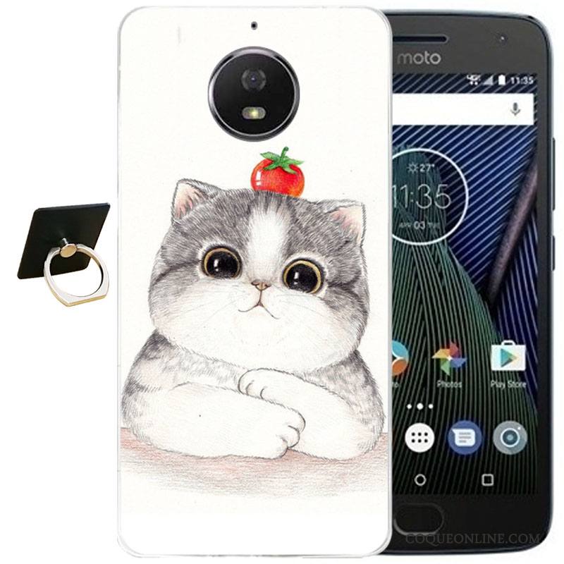 Moto G5 Plus Coque Silicone Étui Vent Violet Dessin Animé Protection Gaufrage