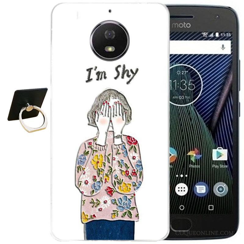 Moto G5 Plus Coque Silicone Étui Vent Violet Dessin Animé Protection Gaufrage