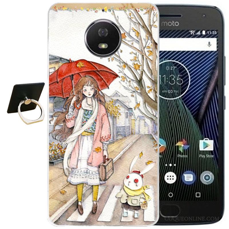 Moto G5 Plus Coque Silicone Étui Vent Violet Dessin Animé Protection Gaufrage