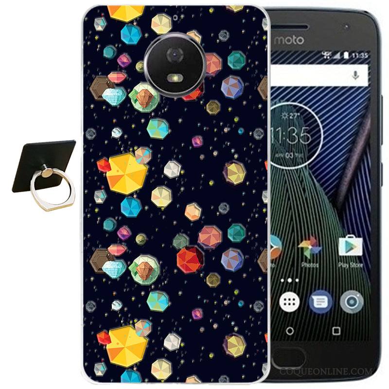 Moto G5 Plus Coque Silicone Étui Vent Violet Dessin Animé Protection Gaufrage