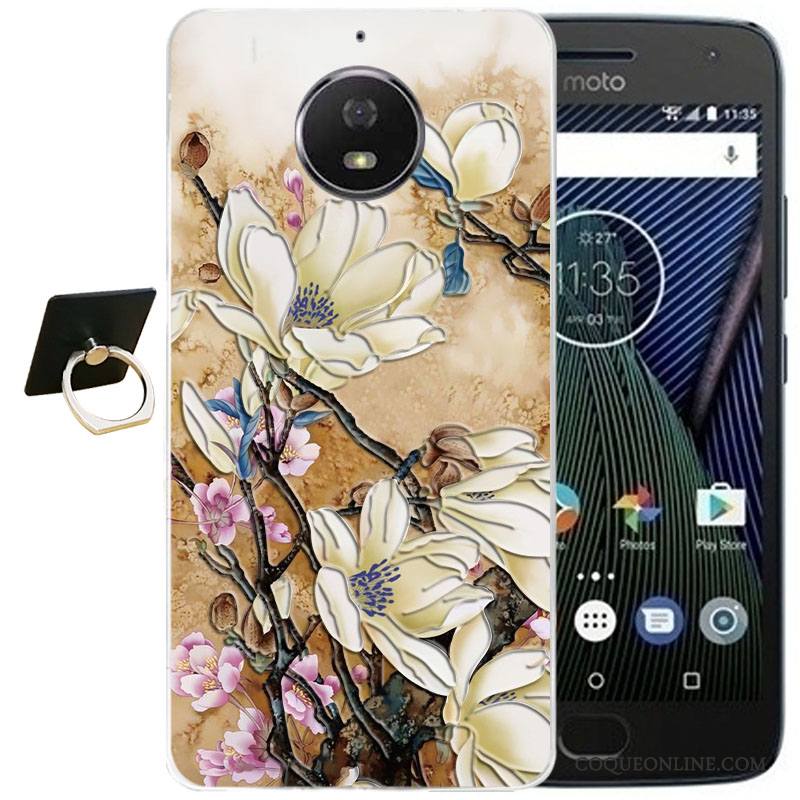 Moto G5 Plus Coque Silicone Étui Vent Violet Dessin Animé Protection Gaufrage