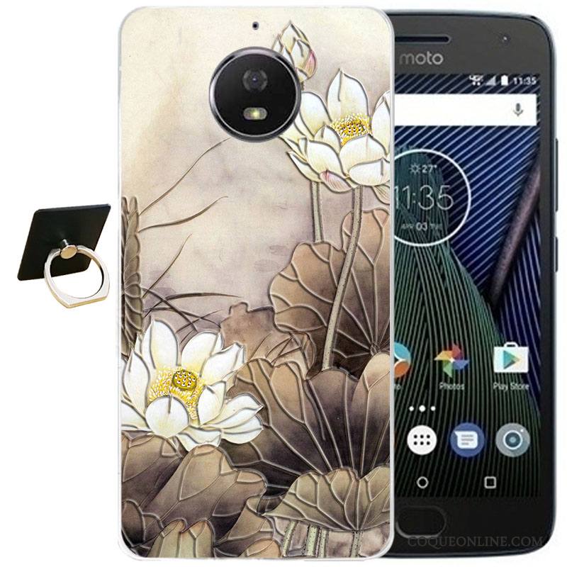 Moto G5 Plus Coque Silicone Étui Vent Violet Dessin Animé Protection Gaufrage