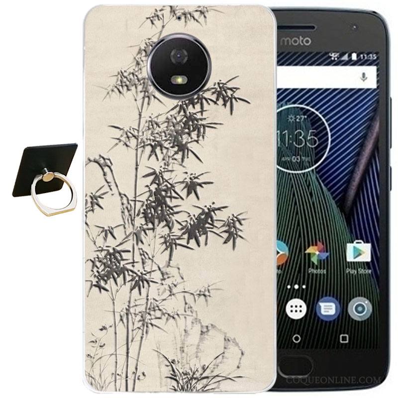 Moto G5 Plus Coque Silicone Étui Vent Violet Dessin Animé Protection Gaufrage