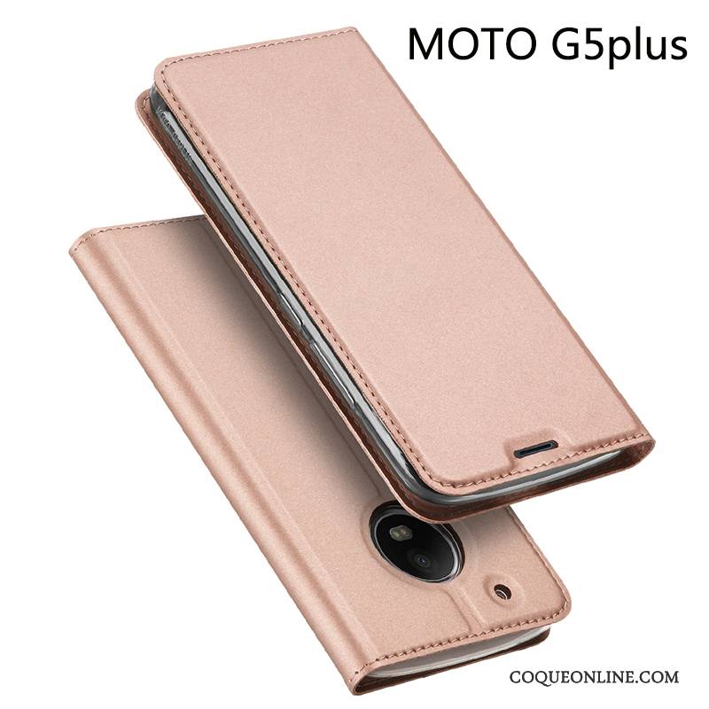 Moto G5 Plus Étui En Cuir Coque Légères Incassable Tout Compris Housse Or Rose