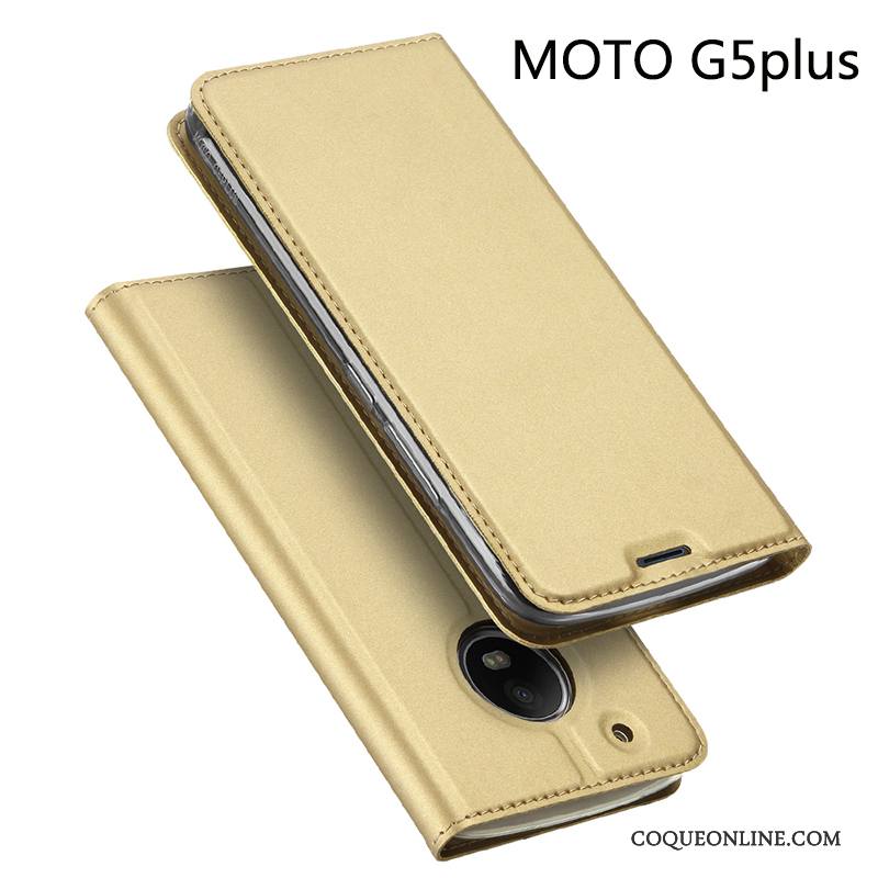 Moto G5 Plus Étui En Cuir Coque Légères Incassable Tout Compris Housse Or Rose