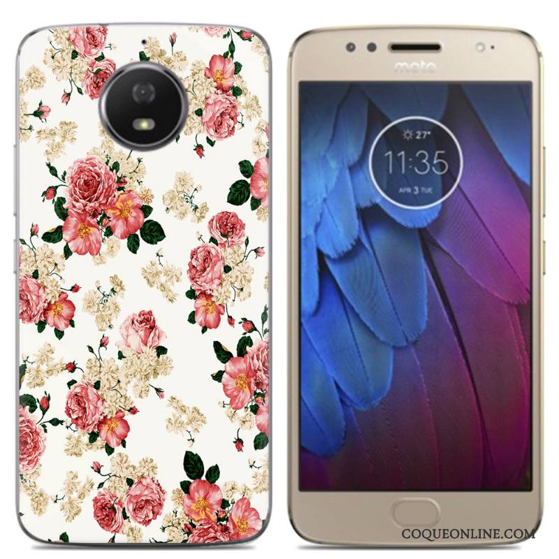 Moto G5s Bordure Téléphone Portable Dessin Animé Coque Peinture Étui Multicolore