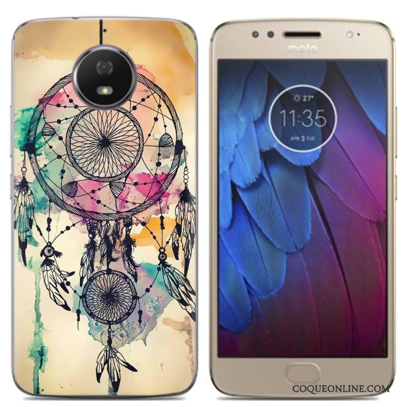 Moto G5s Bordure Téléphone Portable Dessin Animé Coque Peinture Étui Multicolore