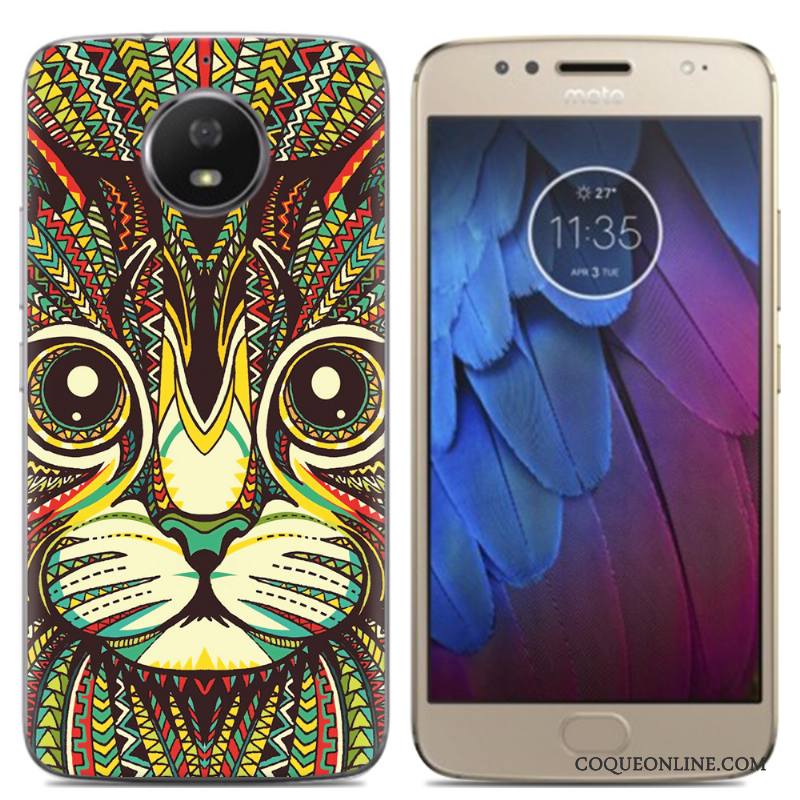 Moto G5s Bordure Téléphone Portable Dessin Animé Coque Peinture Étui Multicolore