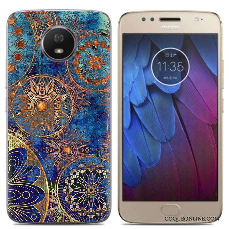 Moto G5s Bordure Téléphone Portable Dessin Animé Coque Peinture Étui Multicolore