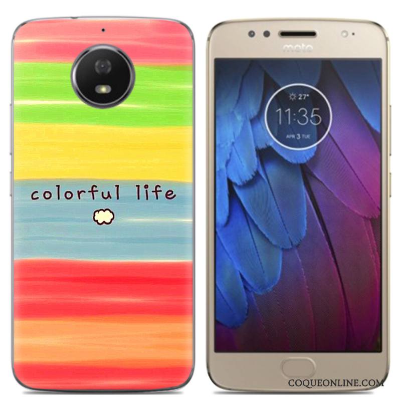 Moto G5s Bordure Téléphone Portable Dessin Animé Coque Peinture Étui Multicolore