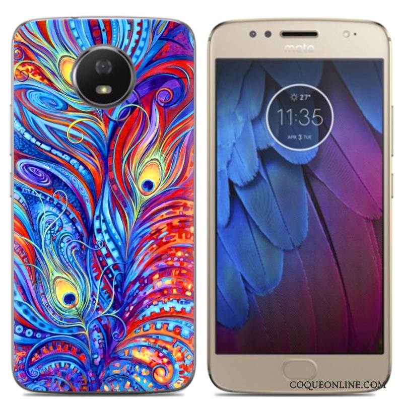 Moto G5s Bordure Téléphone Portable Dessin Animé Coque Peinture Étui Multicolore