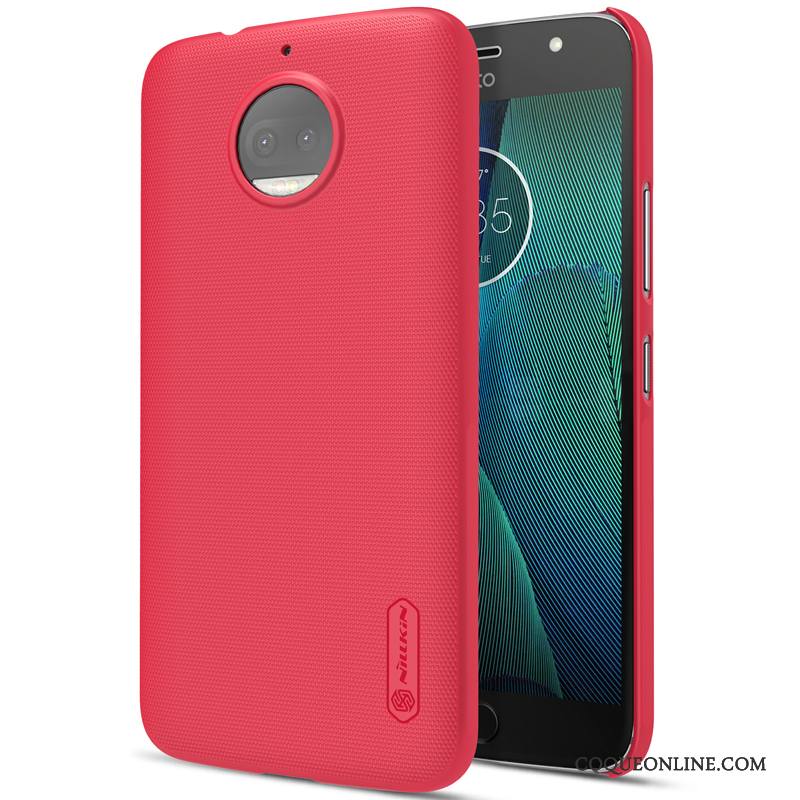 Moto G5s Délavé En Daim Rouge Protection Incassable Or Étui Coque De Téléphone