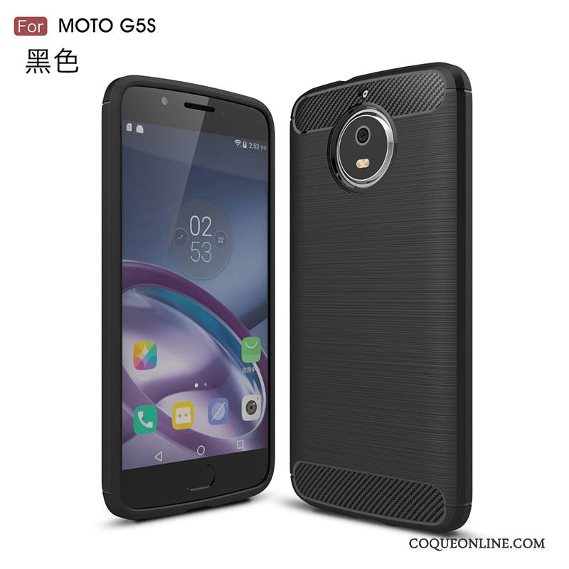 Moto G5s Incassable Coque De Téléphone Soie Noir Protection