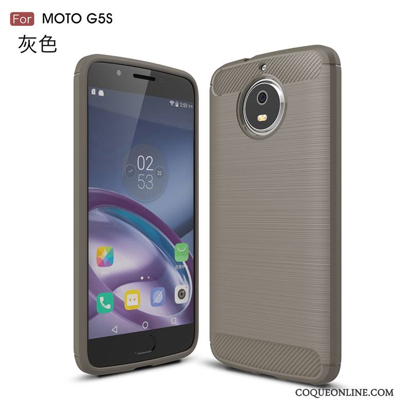 Moto G5s Incassable Coque De Téléphone Soie Noir Protection