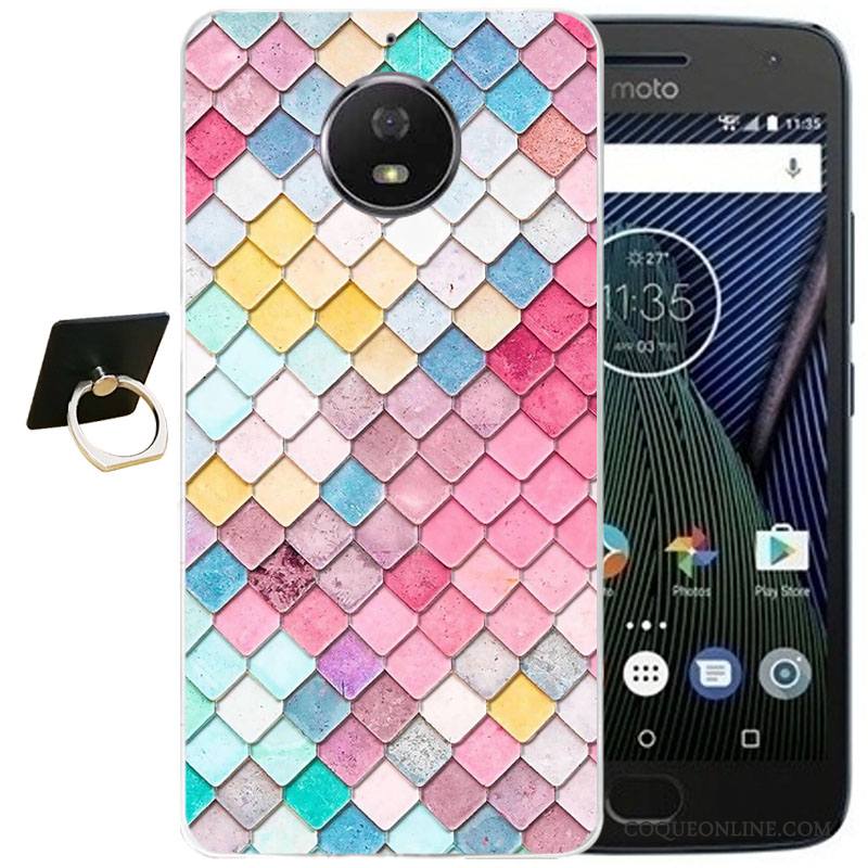 Moto G5s Plus Protection Vintage Coque De Téléphone Vent Rose Gaufrage Étui