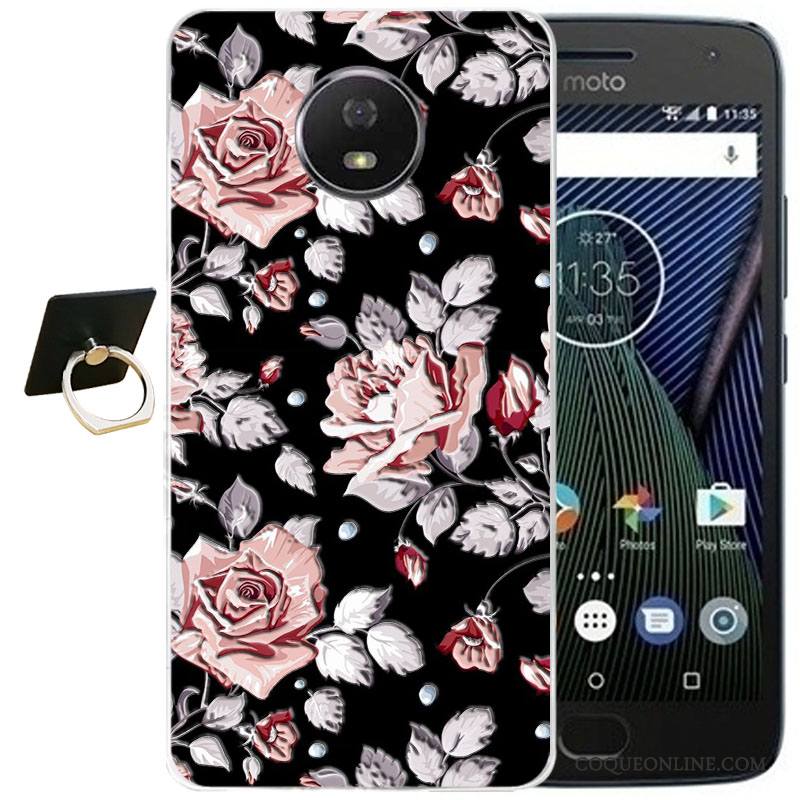 Moto G5s Plus Protection Vintage Coque De Téléphone Vent Rose Gaufrage Étui