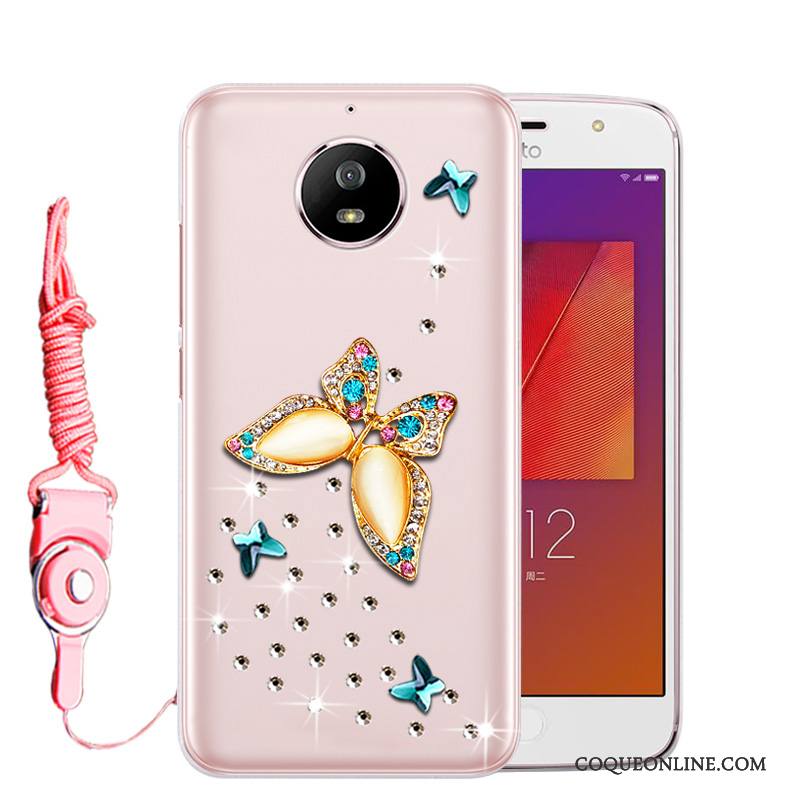 Moto G5s Rose Coque De Téléphone Incassable Strass Étui Tout Compris Protection