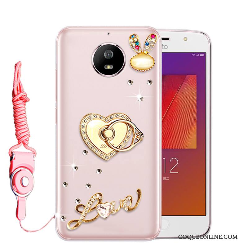 Moto G5s Rose Coque De Téléphone Incassable Strass Étui Tout Compris Protection