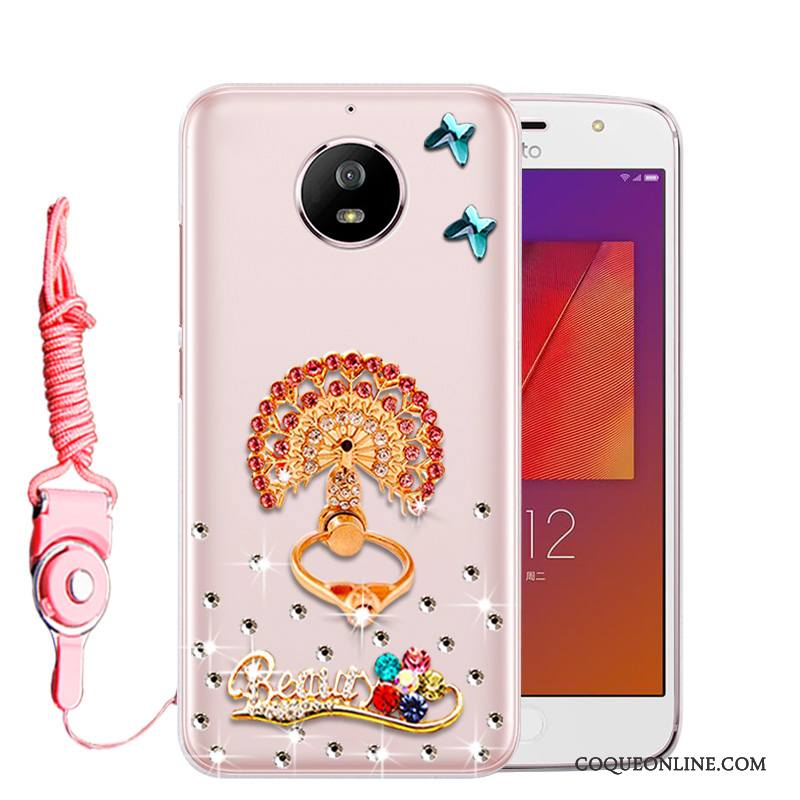 Moto G5s Rose Coque De Téléphone Incassable Strass Étui Tout Compris Protection