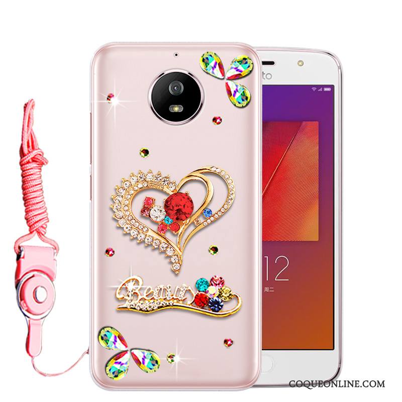 Moto G5s Rose Coque De Téléphone Incassable Strass Étui Tout Compris Protection