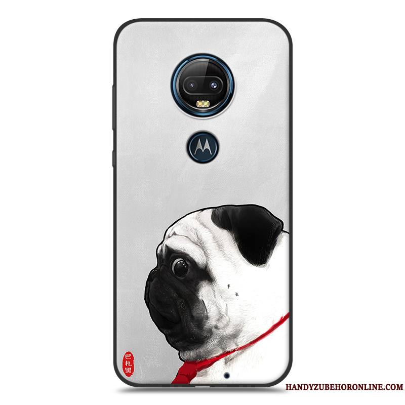 Moto G7 Amoureux Coque De Téléphone Jaune Silicone Délavé En Daim Noir Dessin Animé