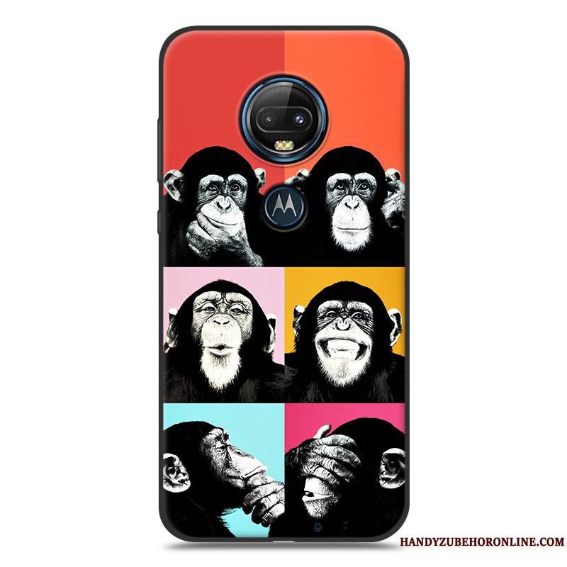 Moto G7 Amoureux Coque De Téléphone Jaune Silicone Délavé En Daim Noir Dessin Animé