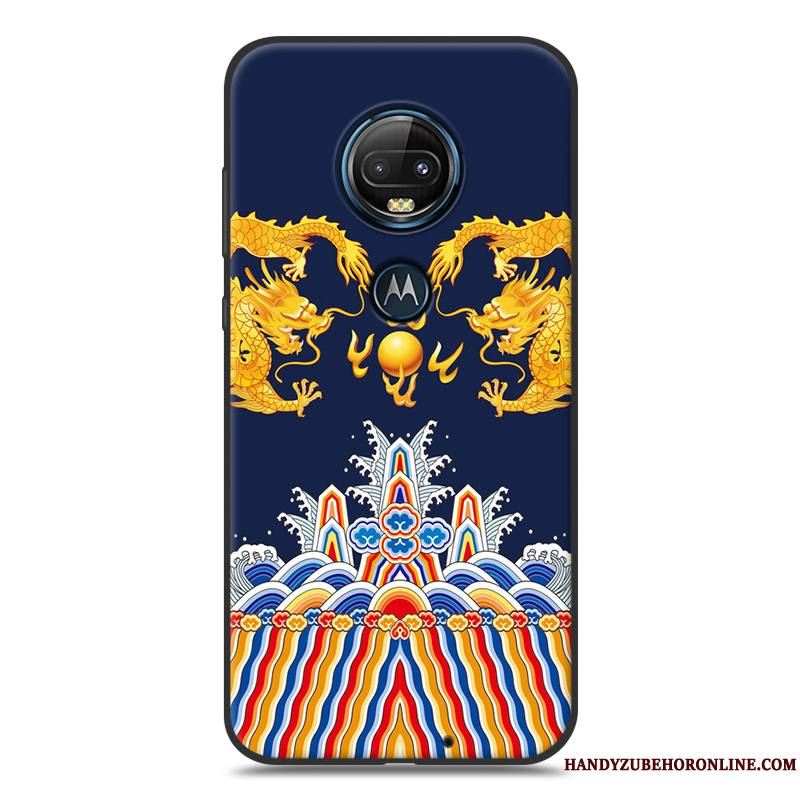 Moto G7 Amoureux Coque De Téléphone Jaune Silicone Délavé En Daim Noir Dessin Animé