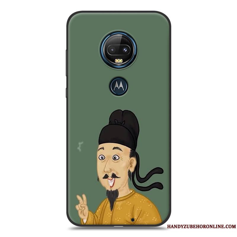 Moto G7 Amoureux Coque De Téléphone Jaune Silicone Délavé En Daim Noir Dessin Animé