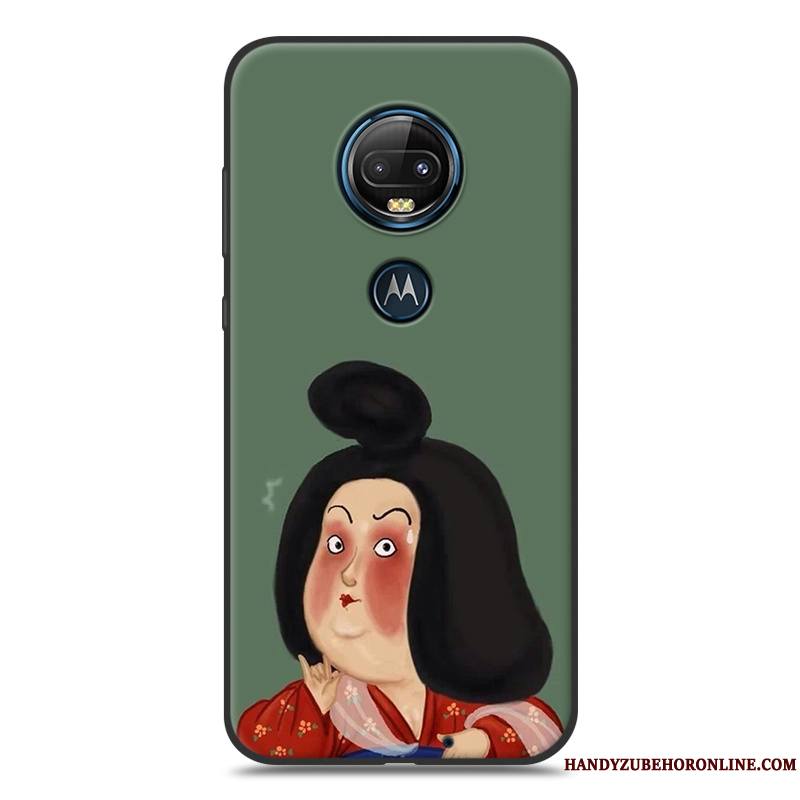 Moto G7 Amoureux Coque De Téléphone Jaune Silicone Délavé En Daim Noir Dessin Animé