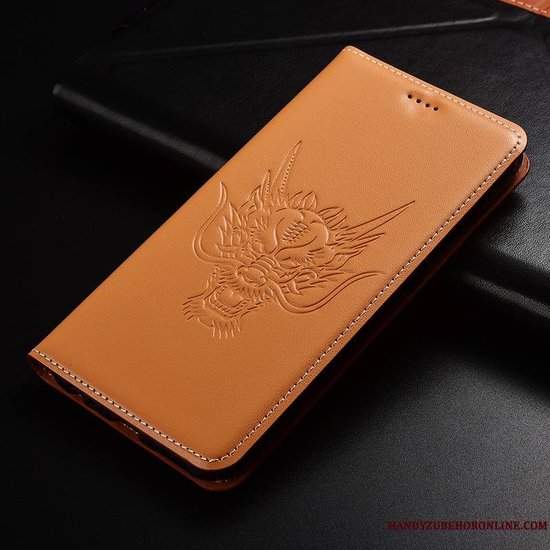 Moto G7 Cuir Véritable Coque De Téléphone Téléphone Portable Modèle Fleurie Étui Rouge Dragon